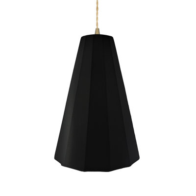 Radiance - luminaire suspendu 1 lumière cannelé - noir mat carbone avec intérieur champagne doré - laiton antique - l 9 po x H 13 po - DEL dédiée - cordon torsadé beige