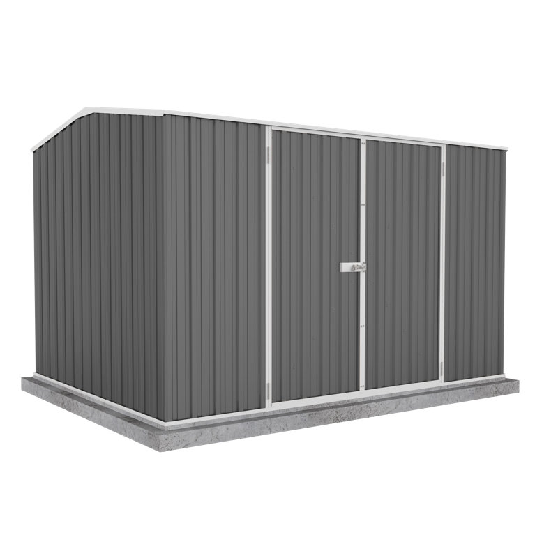 Absco Premier 10' W x 7' D Metal Galvanized Steel Weather Resistant Storage Shed Woodland Gray, Gray