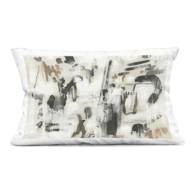Coussin Festive, Beige/noir, Rectangulaire H 20 po x l 14 po