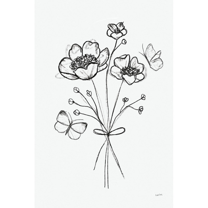 Parmi les fleurs sauvages IV par Leah York - impression, Toile encadrée noyer flottant, Non, H 18 po x l 12 po