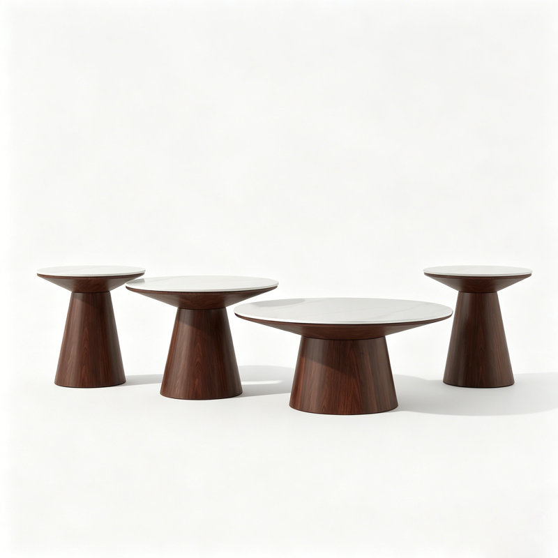 Ensemble de table Ansel, Blanc marbré brillant