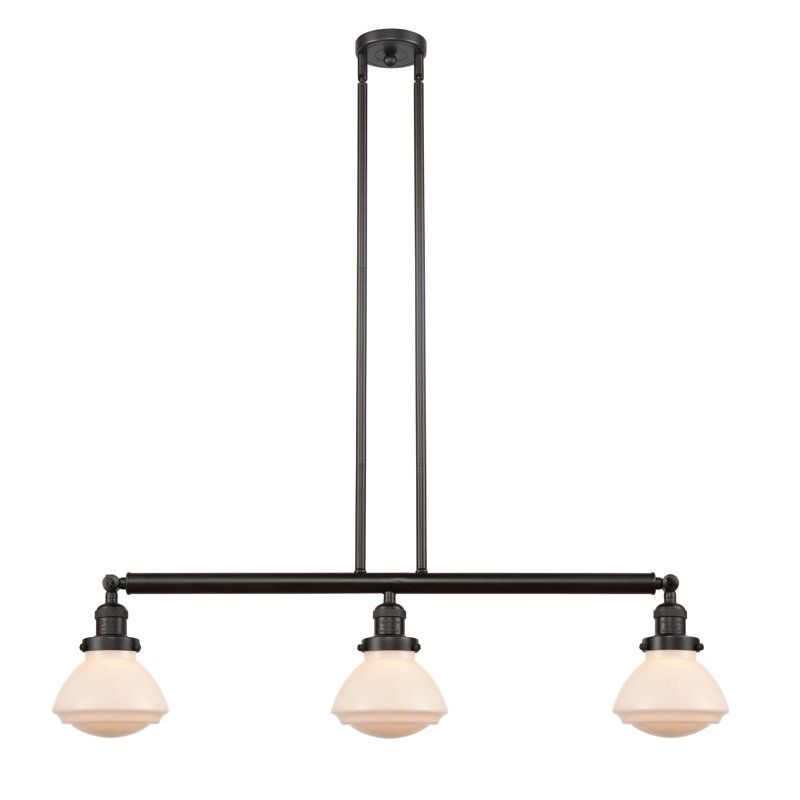 Chesterville 3 - Light Kitchen Island Pendant, 6 Watt Vinage LED Bulb, Matte White, Satin Gold