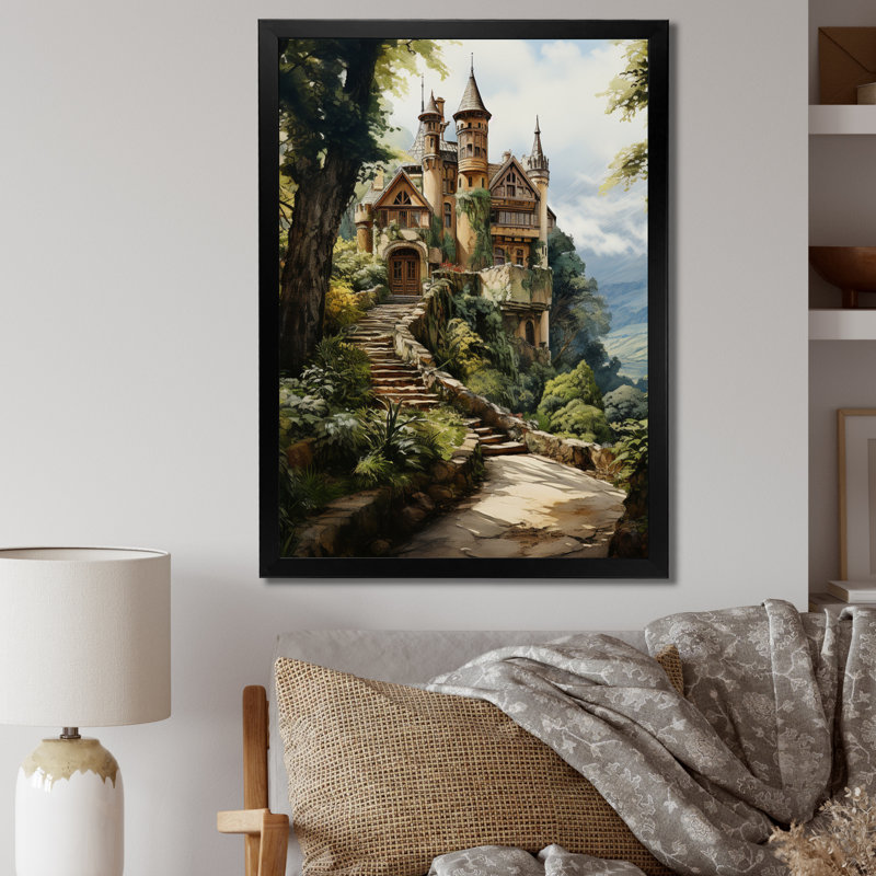 Xylo Castles Rustic Retreat Earthy I sur toile, H 40 po x l 30 po x P 1,5 po, Cadre photo noir