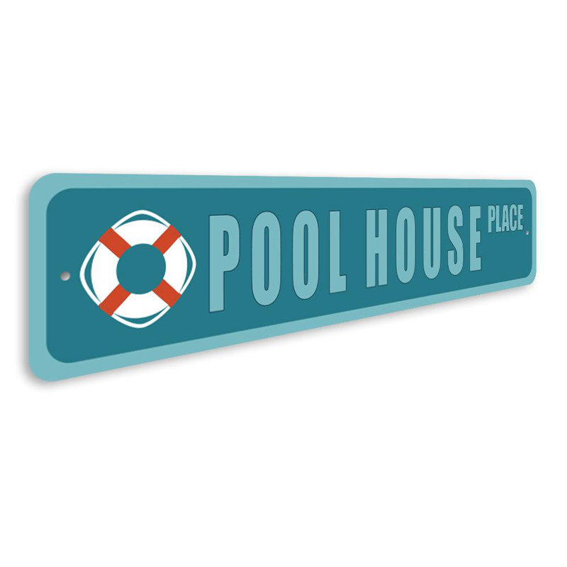 Enseigne en aluminium Pool House Street, H 6 po x l 24 po x P 0,06 po