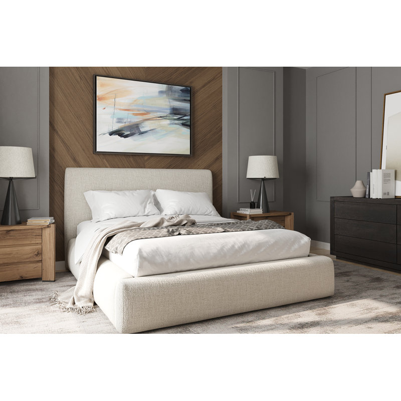 Modern Storage Upholstered Platform Bed with Lift-Up - Performance Fabric, King