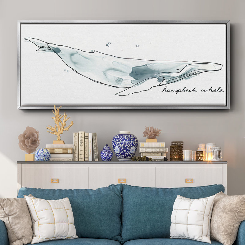 Baleine II - toile encadrée, Argent, H 8 po x l 20 po x P 1,5 po