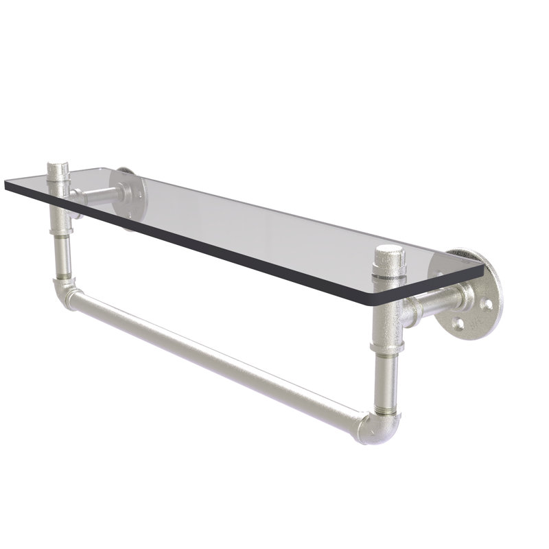 Tablette de support Bayer, Nickel satiné, H 6,5 po x l 22 po x P 5,6 po