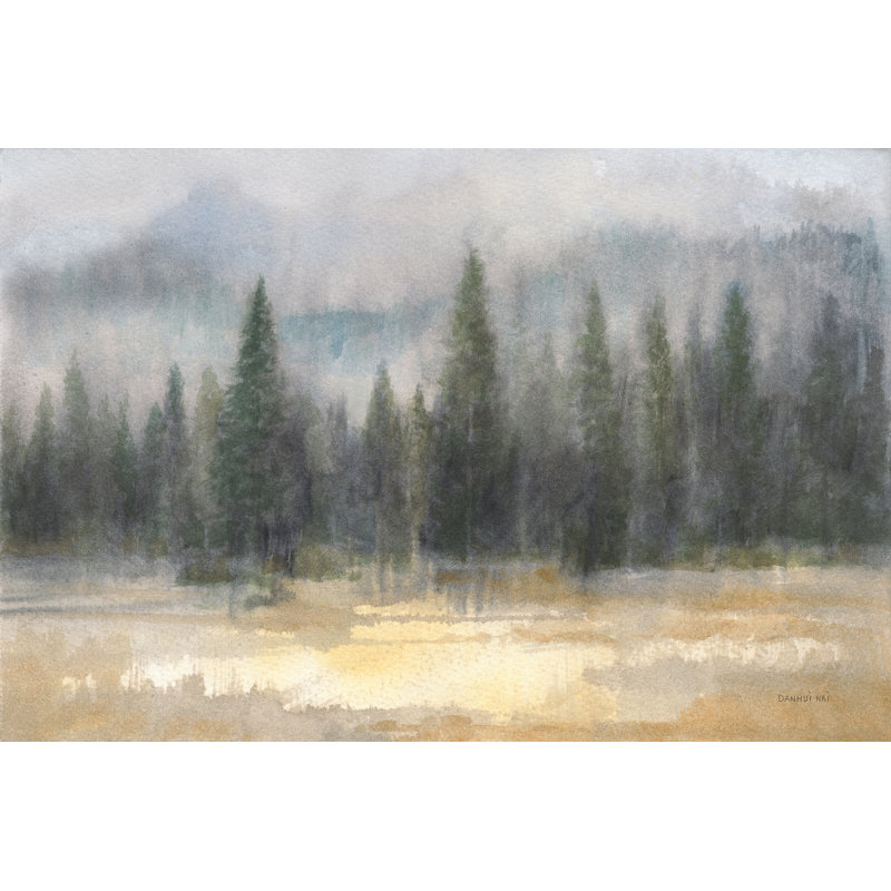 Misty Pines - Impression sur toile tendue, H 8 po x l 12 po, Non, Toile tendue