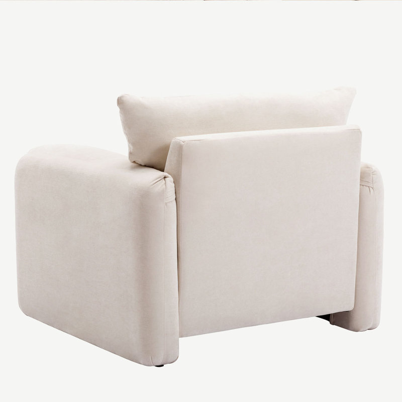 Fauteuil rembourré ou salon, chambre à coucher, salle de lecture, Chenille crème