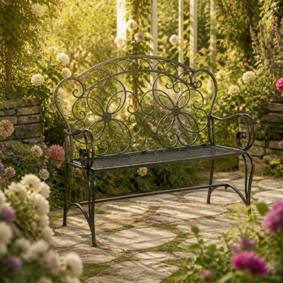 Blue And Gold Matal Garden Bench