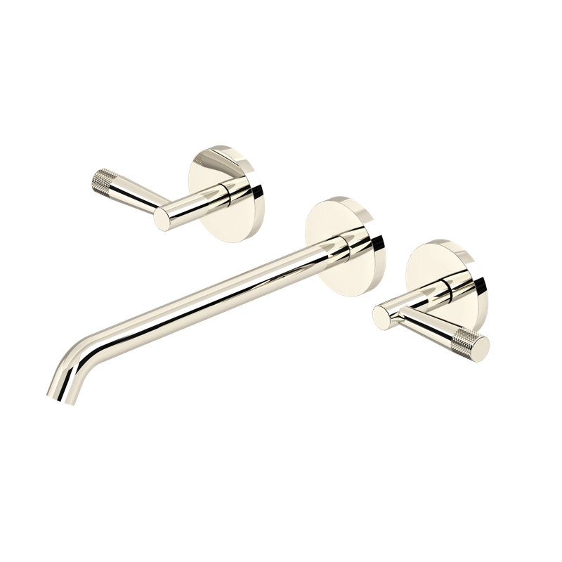 Amahle Wall Mount Tub Filler Trim with C-Spout, Polished Nickel