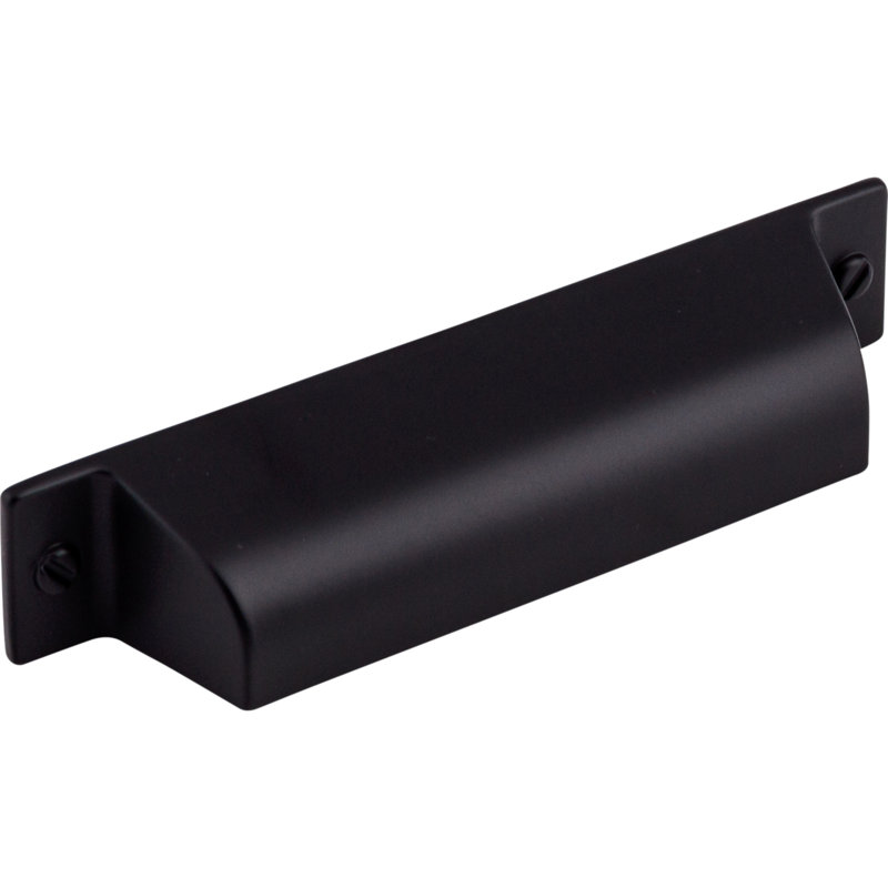 Channing Cup/Bin pull, Flat Black, 3 3/4" Center to Center