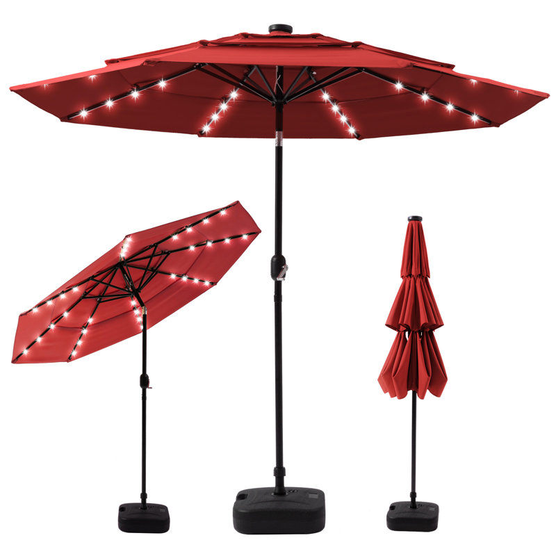 Parasol de marché 11 pi, Rouge, H 96,5 po x l 132 po x P 132 po