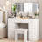 Greyden Vanity Set With LED Mirror & Power Outlets, 9 Drawers with Diamond Handles-534821134
