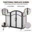 3 Panel Iron Fireplace Screen 50.5"W x 5.5"D x 32"H, Matte Black Folding Fire Screen with Access Doors & 4-Piece Fire Tool Set, Freestanding Fireplace Guard for Indoor Living Room