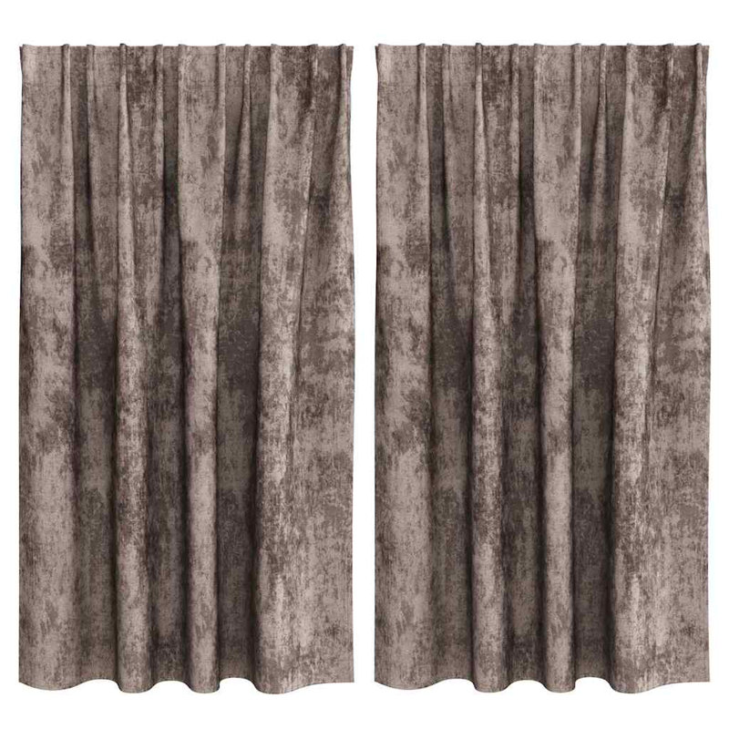 Curtain With Curtains 2 Pcs Velvet, 140cm Width x 140cm Drop, Cappuccino
