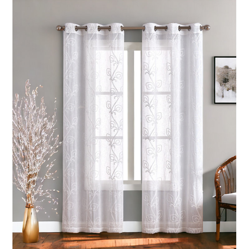 Boho Embroidered Window, White, 76" W x 84" L