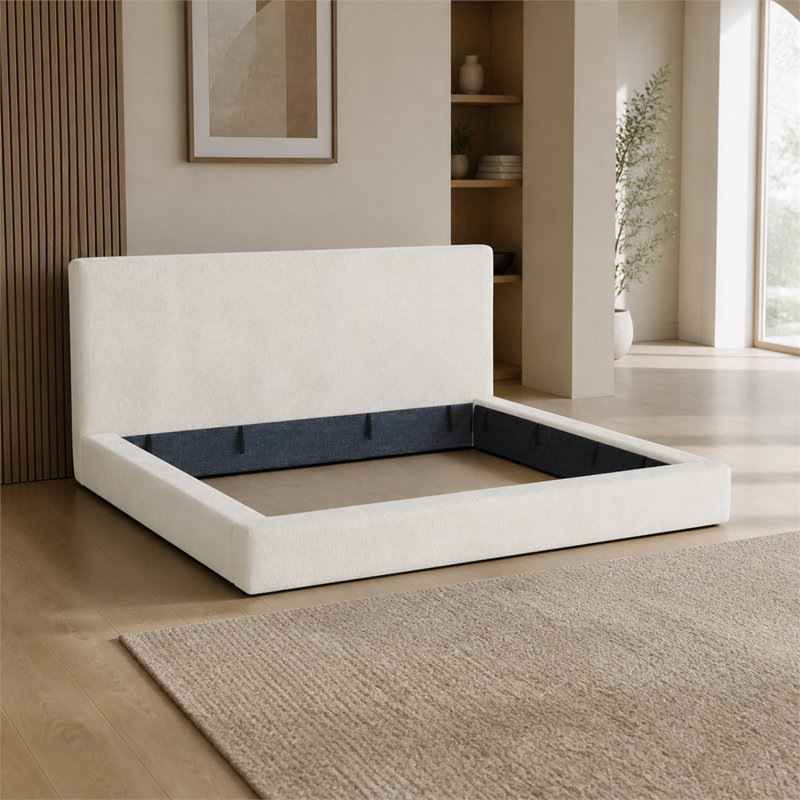 Coussin assorti sans cadre blanc cassé, coussin éponge en nuage de 8,7 pouces, facile à assembler (cadre de lit non inclus)