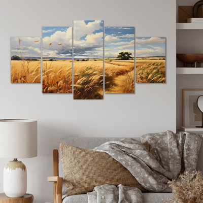 «Yellow Wheat Field Meadows I - Meadow Multipanel», ensemble d'art mural