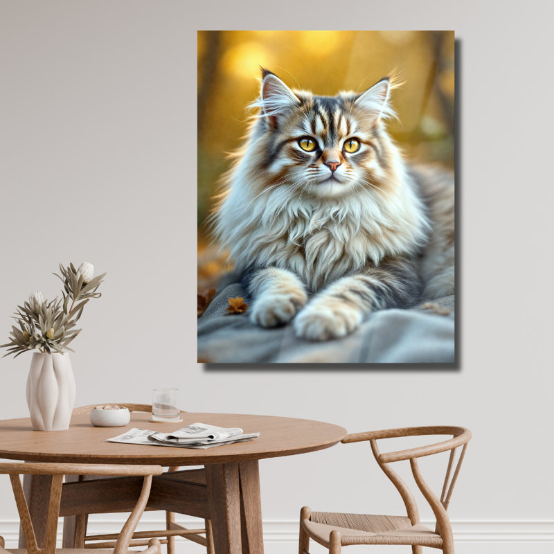 Art mural en verre trempé Maine Coon, 36" H x 24" W