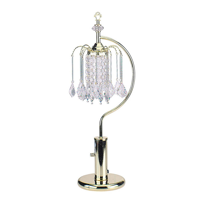 Lampe de table en cristal doré 27 po - Design de lustre moderne en métal pour le salon et la chambre à coucher, Doré
