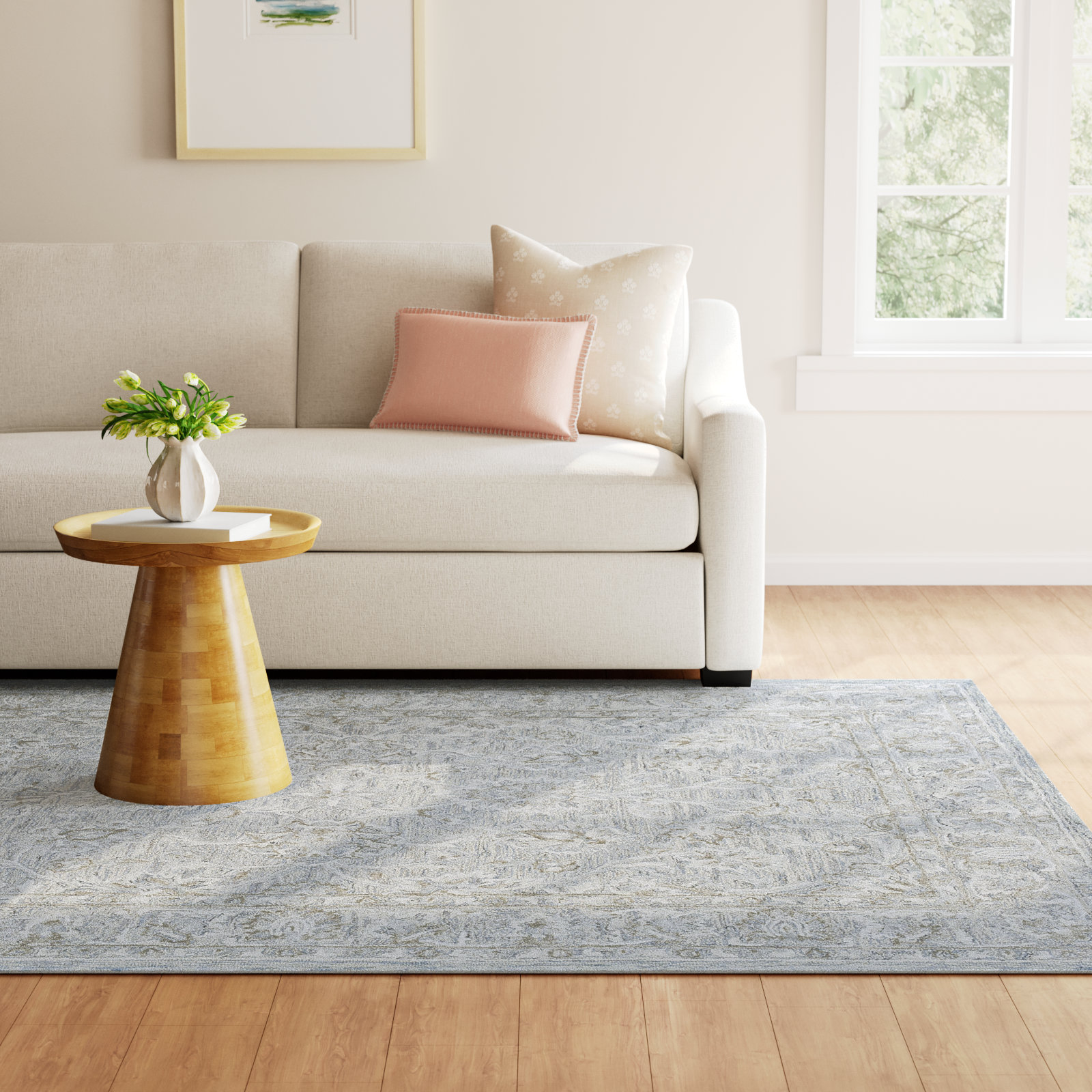 Cait Handmade Denim/Taupe/Ivory/Sage Rug, Rectangle 7' x 9'