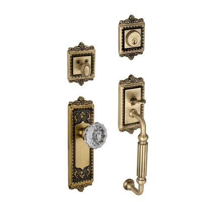 Windsor Handleset with Deadbolt and Door and Rosette