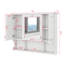 Armoire de salle de bain 35 po x 28 po avec miroir, armoire à pharmacie avec 3 portes et tablette réglable, armoire à miroir avec tablettes ouvertes-1150470144
