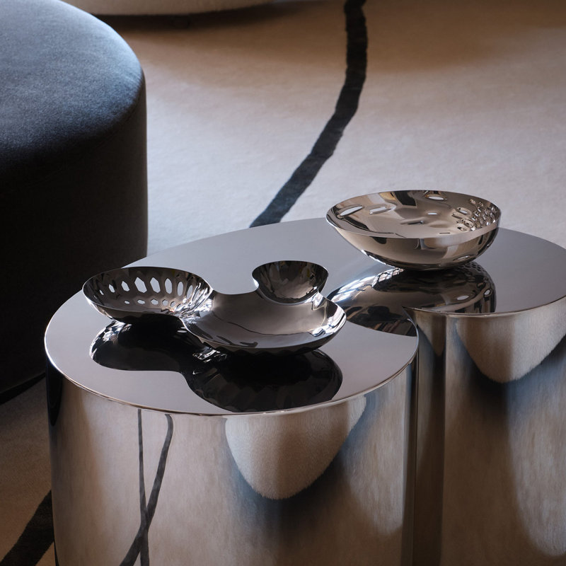 Cell Bowl, Black, Silver Stainless Steel