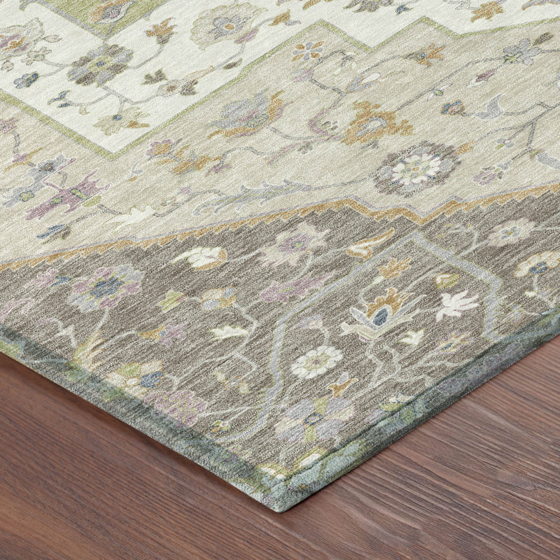 Machine Washable Indoor/Outdoor Chantille ACN2533 Traditional Rug, Round 8', Taupe