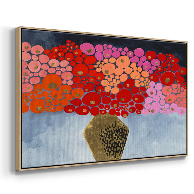 Red Poppies II - reproduction de cadre flottant sur toile, H 25 po x l 37 po x P 2 po, Toile naturelle avec cadre flottant