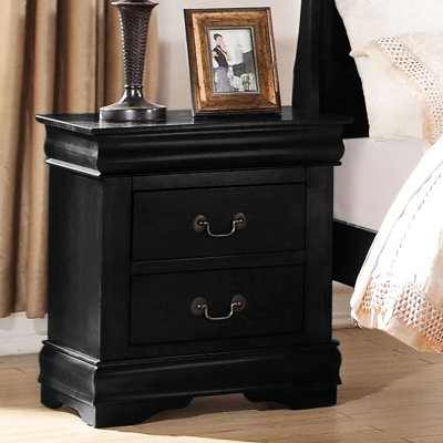 2 Drawer Nightstand - Black, Solid Pine, Ideal For Bedroom Storage Black Drawers, Pine Wood Construction
