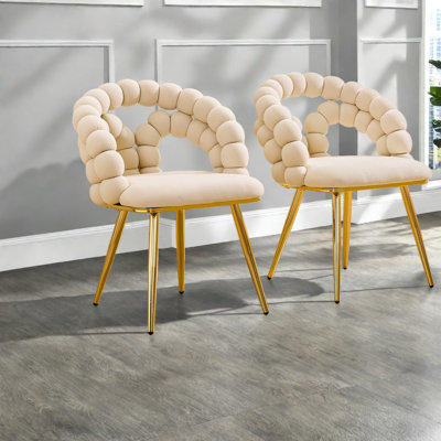Bubble Back Dining Chairs, Velvet Metal Modern Accent Seating For Home