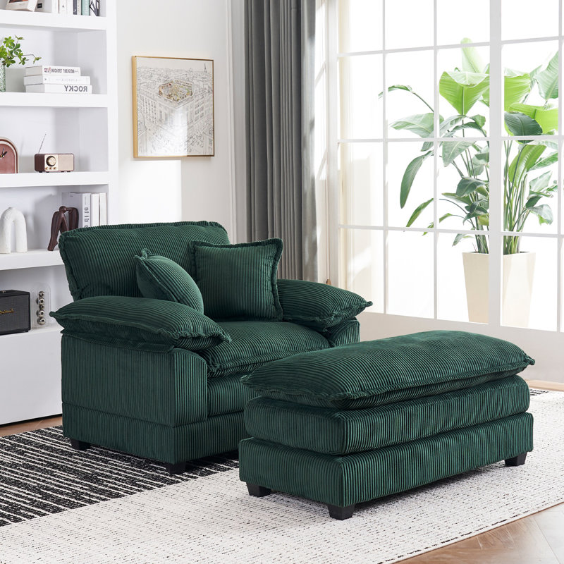 Canapé inclinable en velours côtelé 46,9 po, Vert