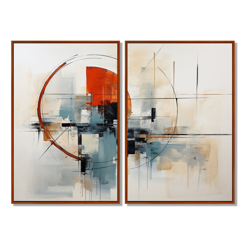 Élégance colorée du milieu du siècle abstrait II - impressions sur toile multicolores modernes du milieu du siècle, Brown