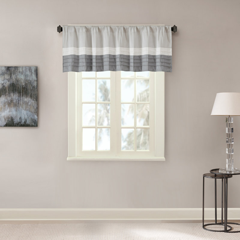 Amherst Grey Pintuck Single 50x18" Window Valance, Gray