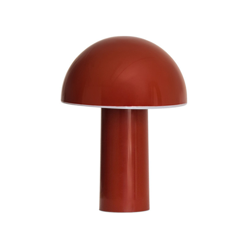Celia 10" Mushroom Portable LED Red Table Lamp, 3-Way Dimming and Rechargeable, Red