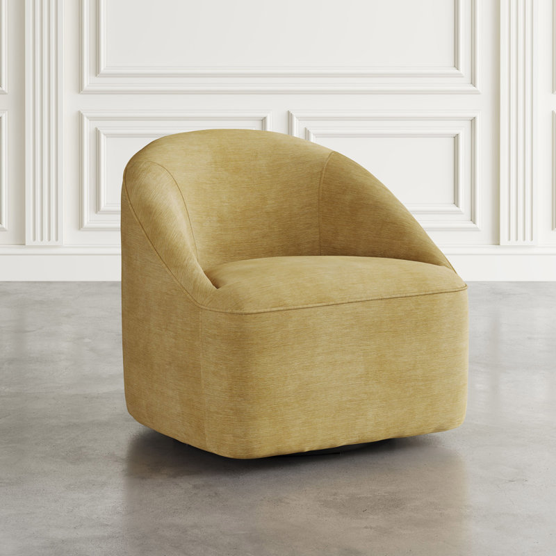 Casimira 30'' Wide Swivel Barrel Chair, Gold Polyester