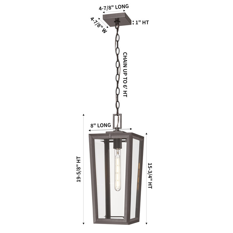 Madison 8" 1-Light Bronze Coastal Outdoor Pendant With Clear Glass, Bronze, Clear