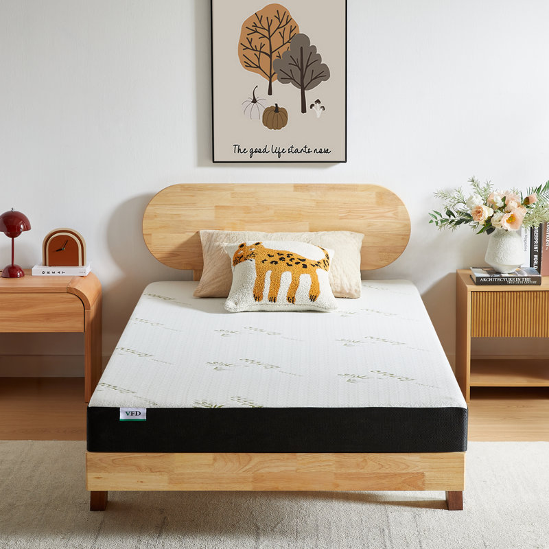 Alwyn Home Medium-Firm Gel Memory Foam Mattress Waterproof Cover With  Pattern, Twin, 5"