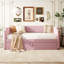 Lit de jour simple rembourré rose avec lit gigogne escamotable, conception 2 en 1 pour une utilisation polyvalente, velours doux et confortable, revêtement de lit gigogne, chambres fonctionnelles-130164748