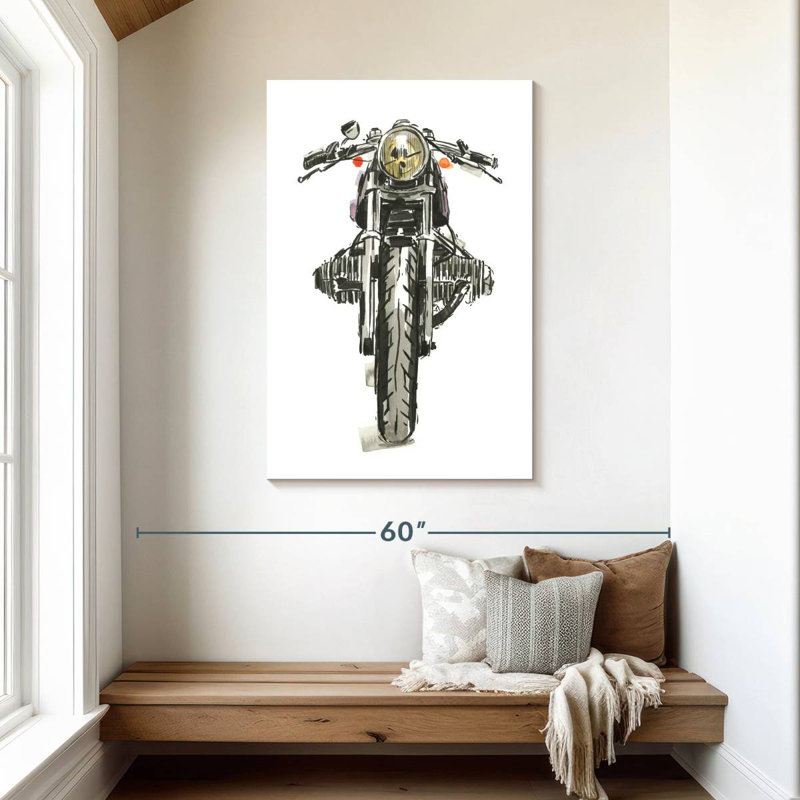 Motos Mehar dans l'encre II, H 45 po x l 30 po