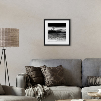 Dusty Landscape Monochrome Framed Print Under Glass, design by Atelier Posters