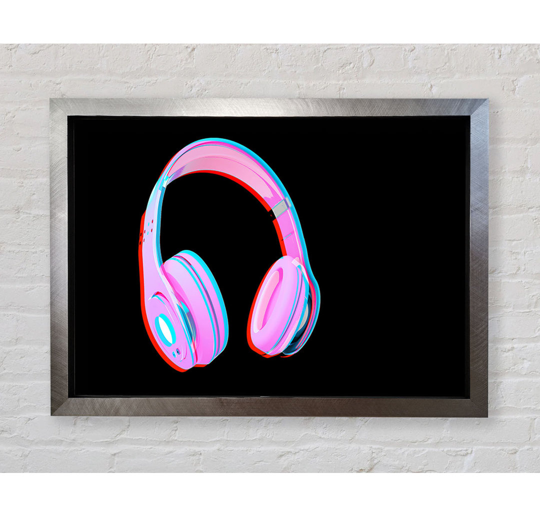 Funky Pink Headphones - Einzelner Bilderrahmen Kunstdrucke