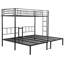 Triple lit superposé simple au-dessus d'un lit simple, structure en métal, vertical, garde-corps à quatre côtés, rangement pour fournitures noir, 78 po de profondeur, 92,1 de largeur, 72 de hauteur, 135,37 lb avec rail, tablette, extension appropriée