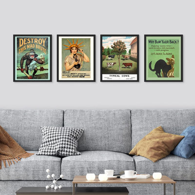 Affiche rétro des années 1920, reproduction de 4 pièces encadrée Art déco nouveau