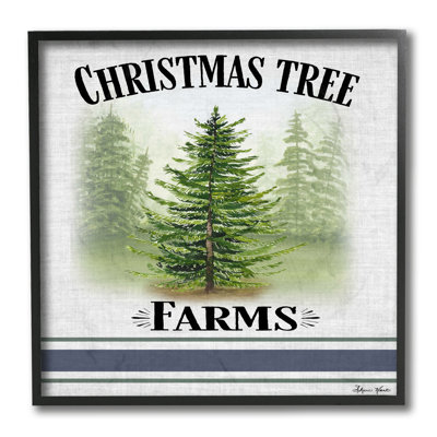 Arbre de Noël traditionnel, arbre de Noël à rayures bleues par Sheri Hart-impression d’art graphique