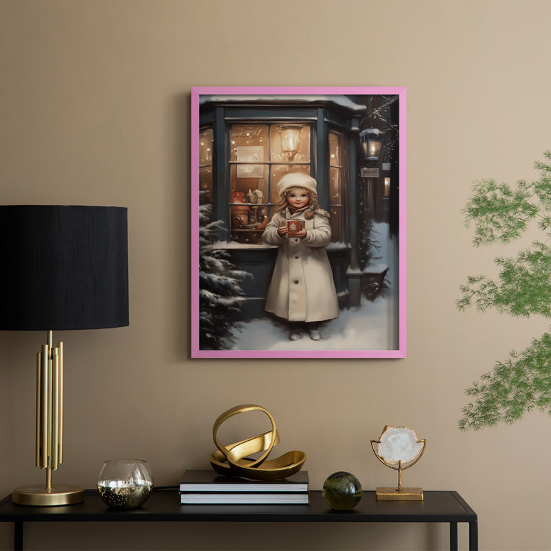 Art des Fêtes de Noël - série 2-CCCCL XXXVII, reproduction encadrée - bois massif, Rose, H 30 po x l 24 po