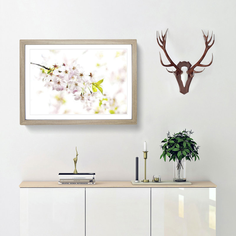 Cherry Blossom Tree in Pink - Picture Frame Graphic Art Print, Oak Framed, 62cm H x 87cm W x 2cm D