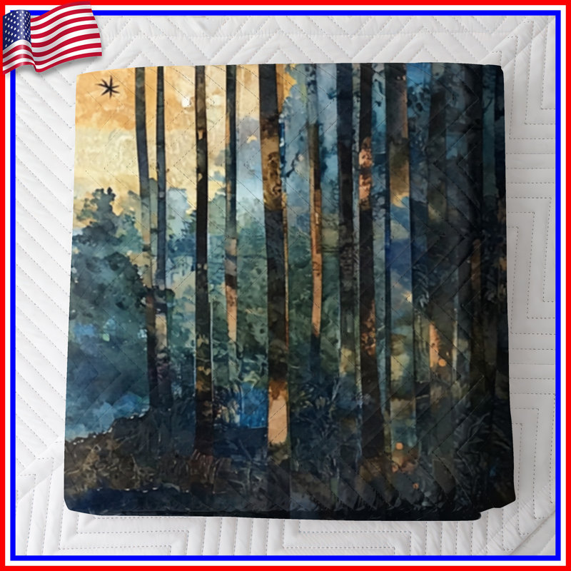 Abstract Forest Moonlight Bedding Forest Bedspread Nature, Twin